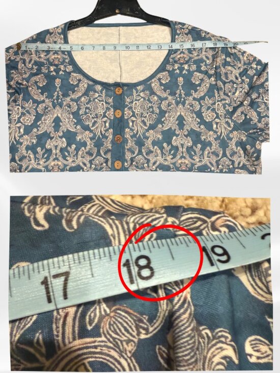 NWT Women's Boho Floral Maxi Dress 2X Teal Damask Print V-Neck Pockets - Picture 15 of 16